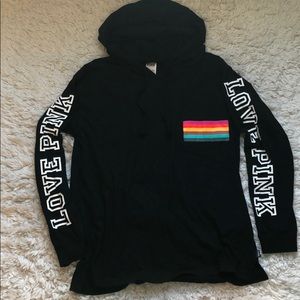 PINK Black pullover w/rainbow pocket